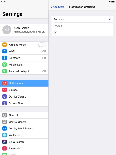 Press the required setting. Press the required setting.
