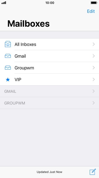 Press the required email account. Press the required email account.