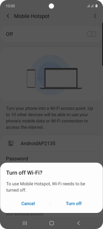 If Wi-Fi is turned on, press Turn off. If Wi-Fi is turned on, press Turn off.