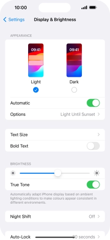 If you turn on the function, press Options and follow the instructions on the screen to select the required period of time for Dark Mode. If you turn on the function, press Options and follow the instructions on the screen to select the required period of time for Dark Mode.