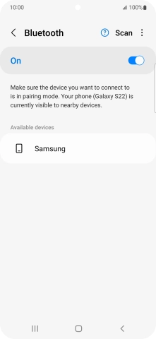 Press the required Bluetooth device and follow the instructions on the screen to pair the device with your phone. Press the required Bluetooth device and follow the instructions on the screen to pair the device with your phone.