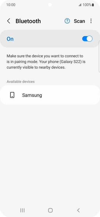Press the required Bluetooth device and follow the instructions on the screen to pair the device with your phone. Press the required Bluetooth device and follow the instructions on the screen to pair the device with your phone.