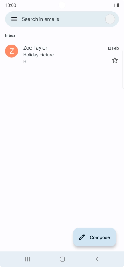 Press the email account icon. Press the email account icon.