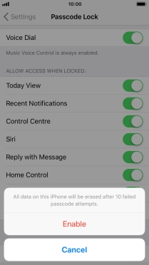 If you turn on the function, press Enable. If you turn on the function, press Enable.