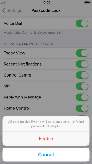 If you turn on the function, press Enable. If you turn on the function, press Enable.