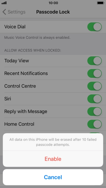 If you turn on the function, press Enable. If you turn on the function, press Enable.