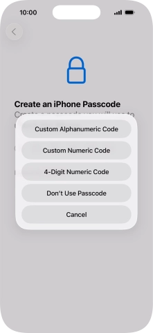 Follow the instructions on the screen to turn on use of phone lock code or press Don't Use Passcode. Follow the instructions on the screen to turn on use of phone lock code or press Don't Use Passcode.