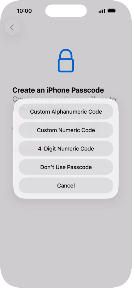 Follow the instructions on the screen to turn on use of phone lock code or press Don't Use Passcode. Follow the instructions on the screen to turn on use of phone lock code or press Don't Use Passcode.