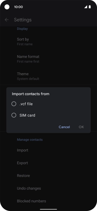 Press SIM card. Press SIM card.