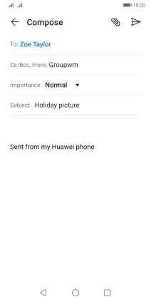 Press the text input field and write the text for your email message. Press the text input field and write the text for your email message.