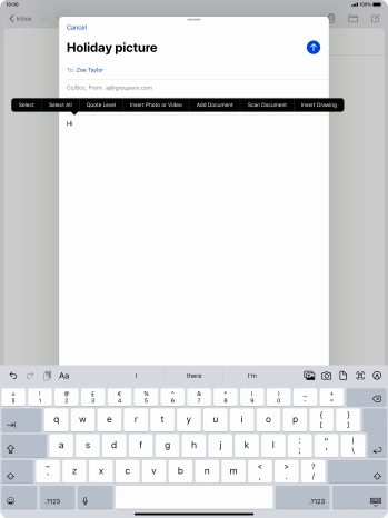 Press Insert Photo or Video and follow the instructions on the screen to attach a picture or a video clip. Press Insert Photo or Video and follow the instructions on the screen to attach a picture or a video clip.