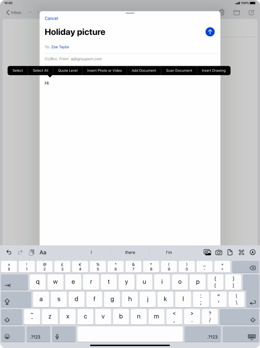 Press Insert Photo or Video and follow the instructions on the screen to attach a picture or a video clip. Press Insert Photo or Video and follow the instructions on the screen to attach a picture or a video clip.