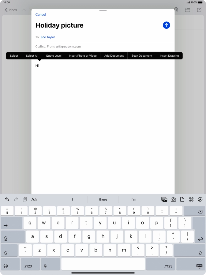 Press Insert Photo or Video and follow the instructions on the screen to attach a picture or a video clip. Press Insert Photo or Video and follow the instructions on the screen to attach a picture or a video clip.