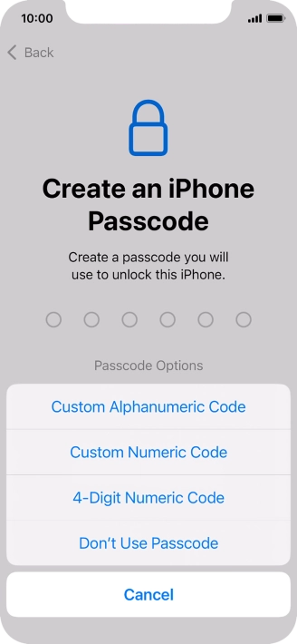 Follow the instructions on the screen to turn on use of phone lock code or press Don't Use Passcode. Follow the instructions on the screen to turn on use of phone lock code or press Don't Use Passcode.
