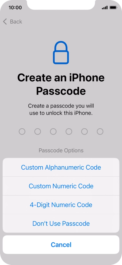 Follow the instructions on the screen to turn on use of phone lock code or press Don't Use Passcode. Follow the instructions on the screen to turn on use of phone lock code or press Don't Use Passcode.
