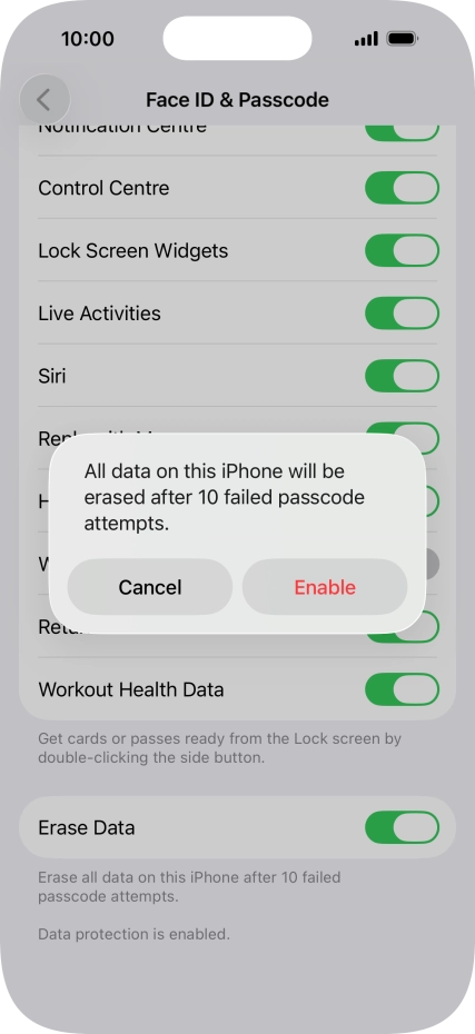 If you turn on the function, press Enable. If you turn on the function, press Enable.