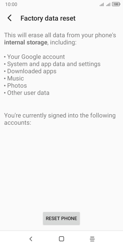 Press RESET PHONE. Press RESET PHONE.