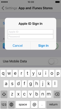 Press Apple ID and key in the username for your Apple ID. Press Apple ID and key in the username for your Apple ID.