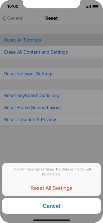 Press Reset All Settings. Press Reset All Settings.