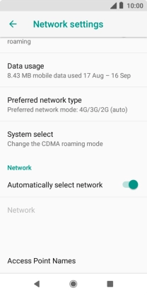 Press Preferred network type. Press Preferred network type.