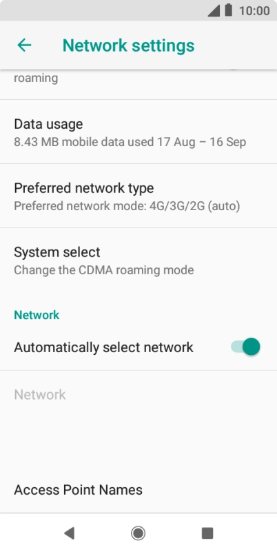 Press Preferred network type. Press Preferred network type.