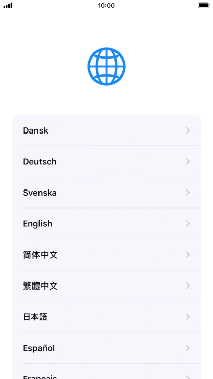 Press the required language. Press the required language.