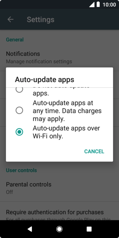 To turn on automatic update of apps using mobile network, press Auto-update apps at any time. Data charges may apply.. To turn on automatic update of apps using mobile network, press Auto-update apps at any time. Data charges may apply..