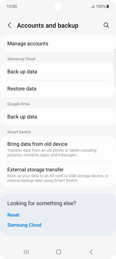 Press Manage accounts. Press Manage accounts.
