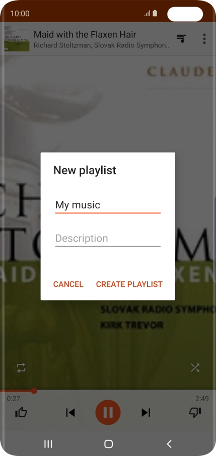 Key in a name for the playlist and press CREATE PLAYLIST. Key in a name for the playlist and press CREATE PLAYLIST.