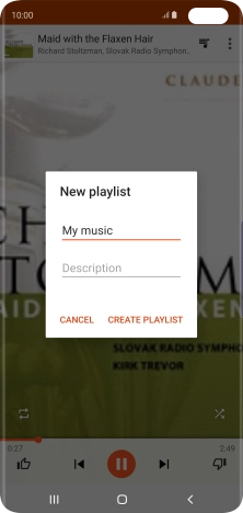 Key in a name for the playlist and press CREATE PLAYLIST. Key in a name for the playlist and press CREATE PLAYLIST.