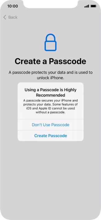 If you turn off the function, press Don't Use Passcode. If you turn off the function, press Don't Use Passcode.