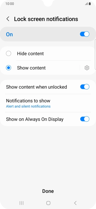 Press the required settings to turn them on or off. Press the required settings to turn them on or off.