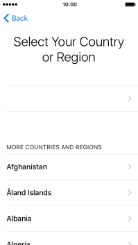 Press the required country or area. Press the required country or area.