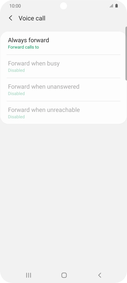 Press the required divert type. Press the required divert type.