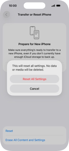 Press Reset All Settings. Press Reset All Settings.