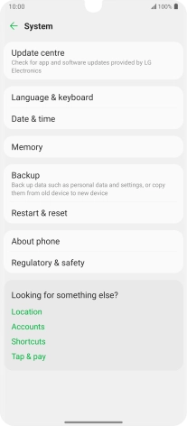 Press Update centre. Press Update centre.