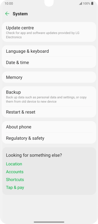 Press Update centre. Press Update centre.