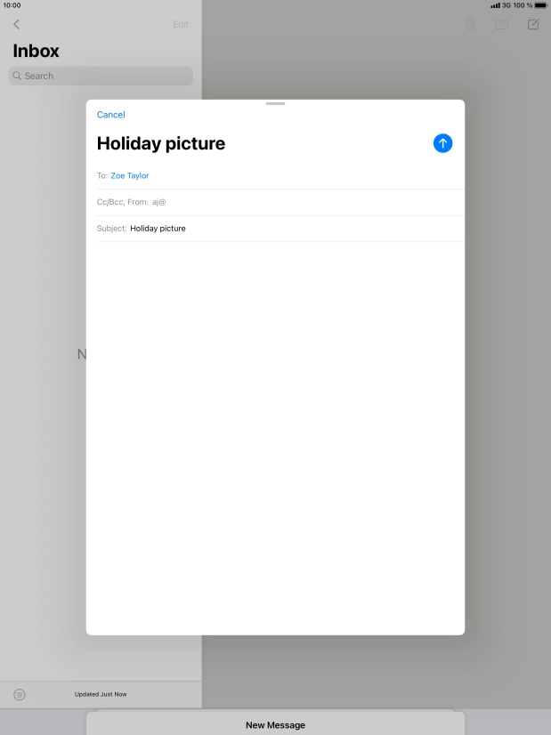 Press the text input field and write the text for your email message. Press the text input field and write the text for your email message.