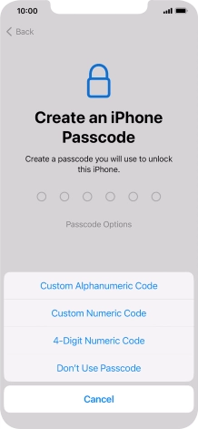 Follow the instructions on the screen to turn on use of phone lock code or press Don't Use Passcode. Follow the instructions on the screen to turn on use of phone lock code or press Don't Use Passcode.