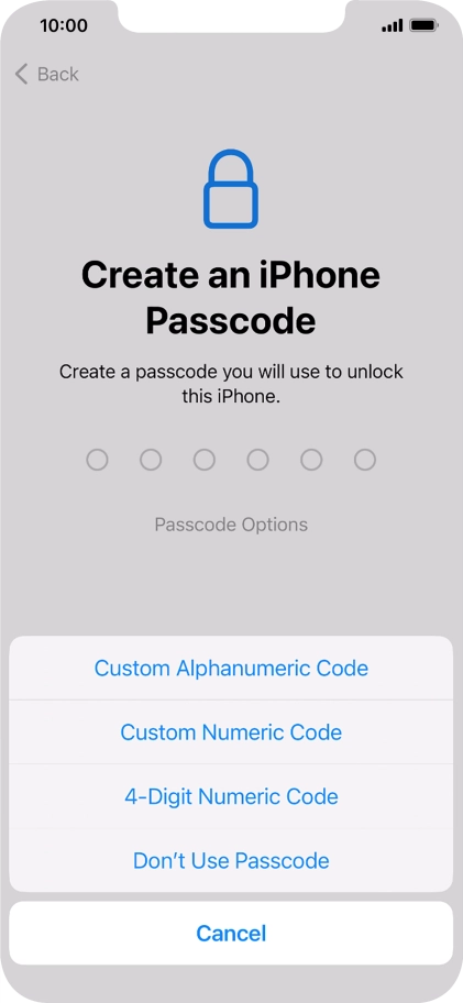 Follow the instructions on the screen to turn on use of phone lock code or press Don't Use Passcode. Follow the instructions on the screen to turn on use of phone lock code or press Don't Use Passcode.