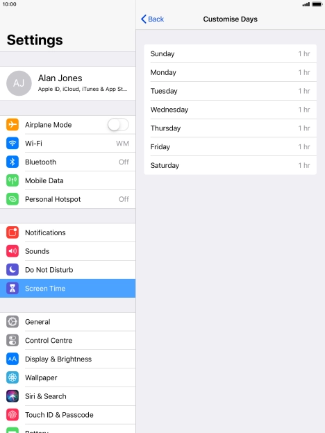 Press the required days. Press the required days.
