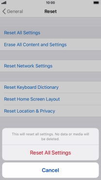 Press Reset All Settings. Press Reset All Settings.