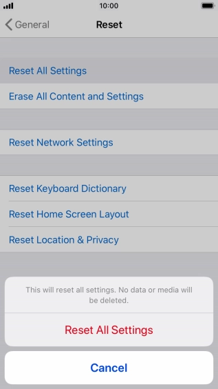 Press Reset All Settings. Press Reset All Settings.