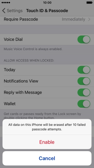 If you turn on the function, press Enable. If you turn on the function, press Enable.