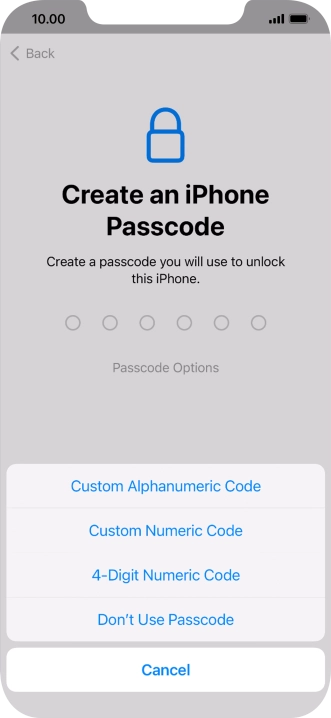 Follow the instructions on the screen to turn on use of phone lock code or press Don't Use Passcode. Follow the instructions on the screen to turn on use of phone lock code or press Don't Use Passcode.
