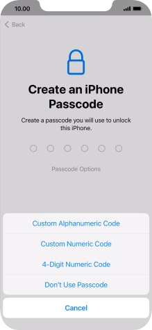 Follow the instructions on the screen to turn on use of phone lock code or press Don't Use Passcode. Follow the instructions on the screen to turn on use of phone lock code or press Don't Use Passcode.
