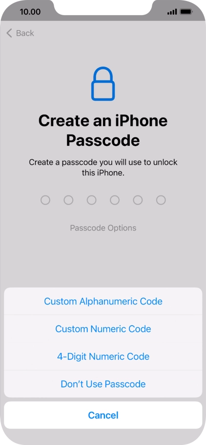 Follow the instructions on the screen to turn on use of phone lock code or press Don't Use Passcode. Follow the instructions on the screen to turn on use of phone lock code or press Don't Use Passcode.