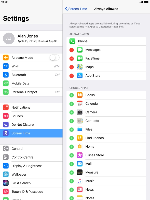Press the remove icon next to the required app to remove it from the list of allowed apps during Downtime. Press the remove icon next to the required app to remove it from the list of allowed apps during Downtime.