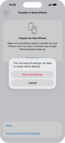 Press Reset All Settings. Press Reset All Settings.