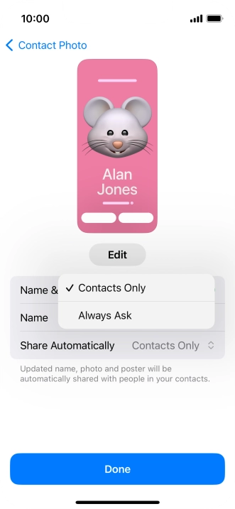 Press the required setting. Press the required setting.